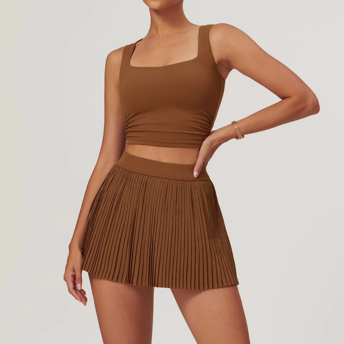 2PCS Tennis Bra & Skirt Set