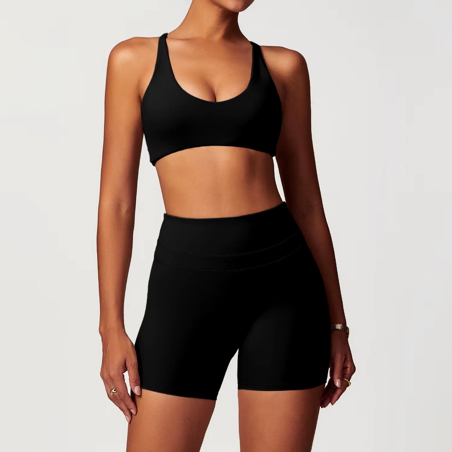 2 Pcs Gym Top & Biker Shorts Set