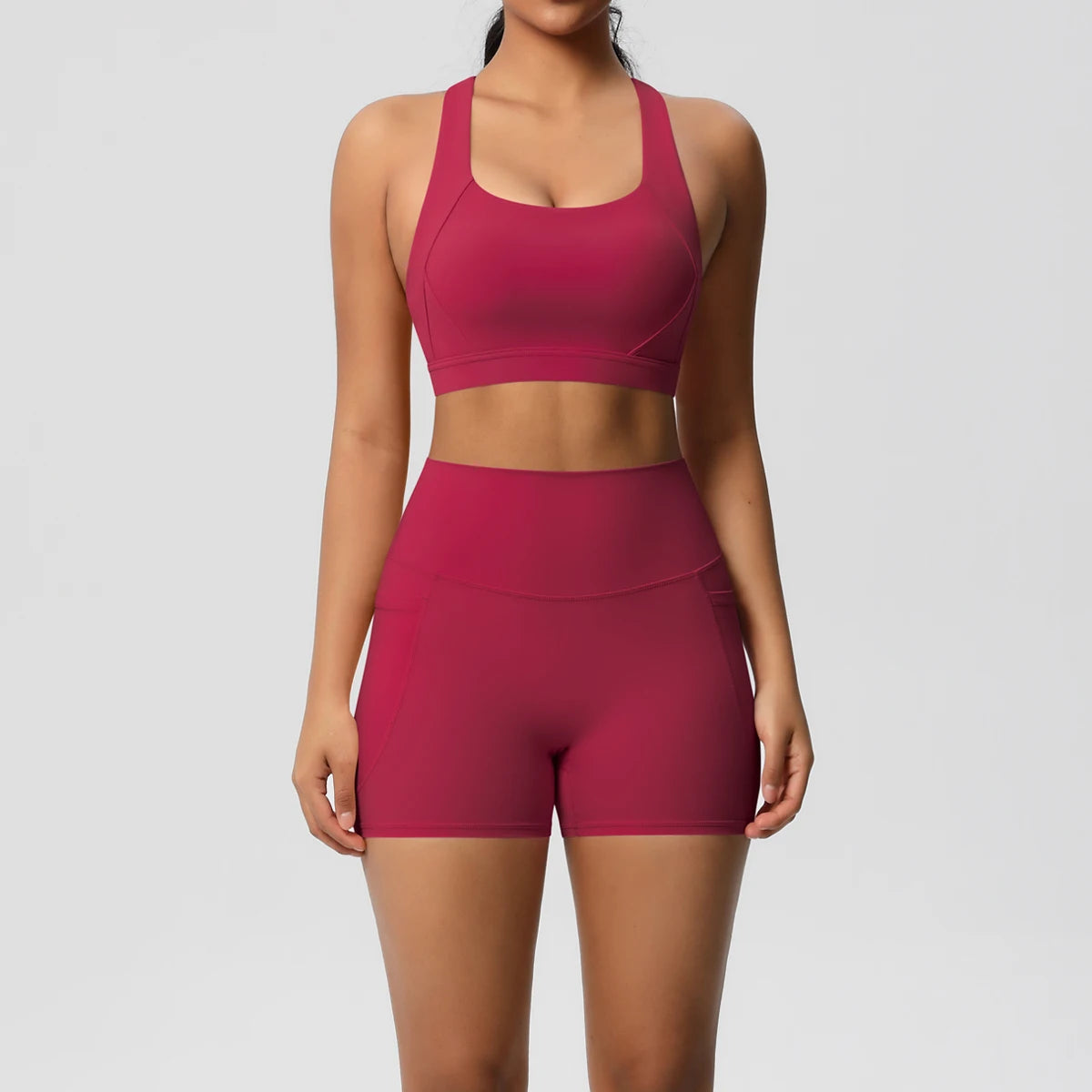 2PCS Crop Top & Shorts Gym Sets