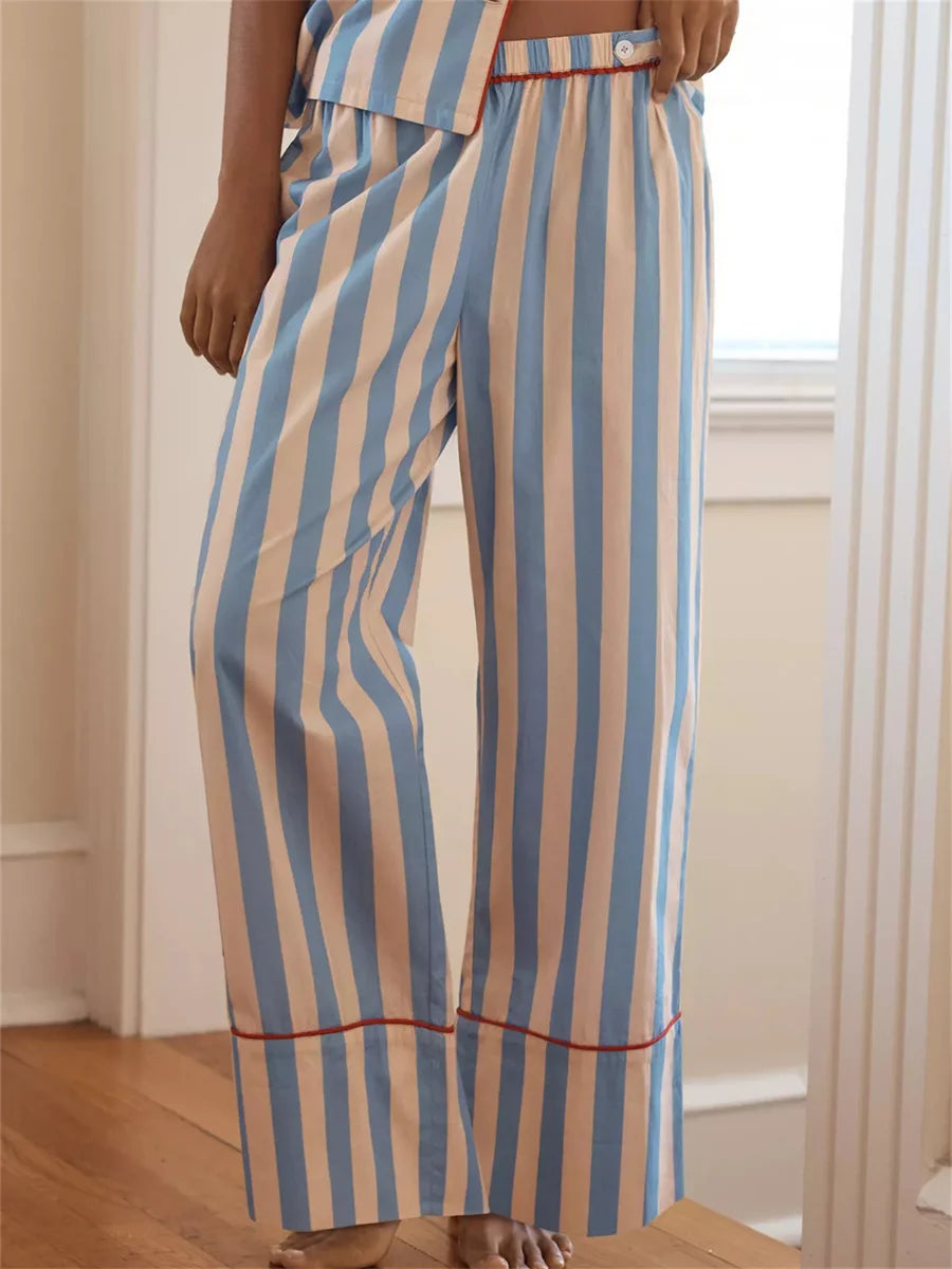 2 Pcs Blue Striped Pyjama Set