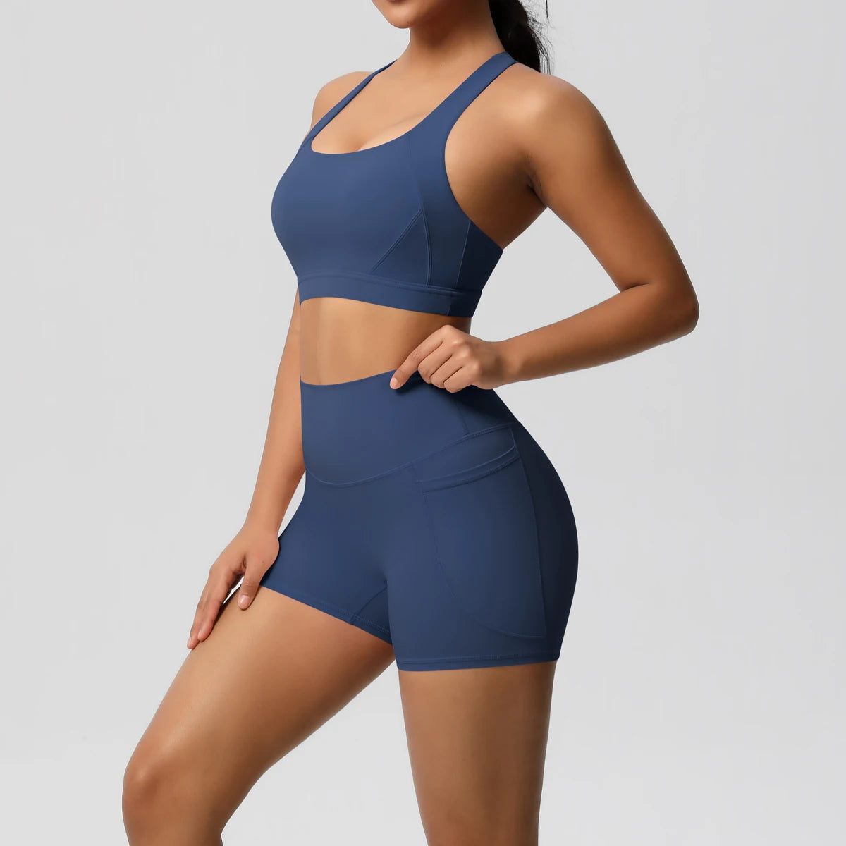 2PCS Crop Top & Shorts Gym Sets
