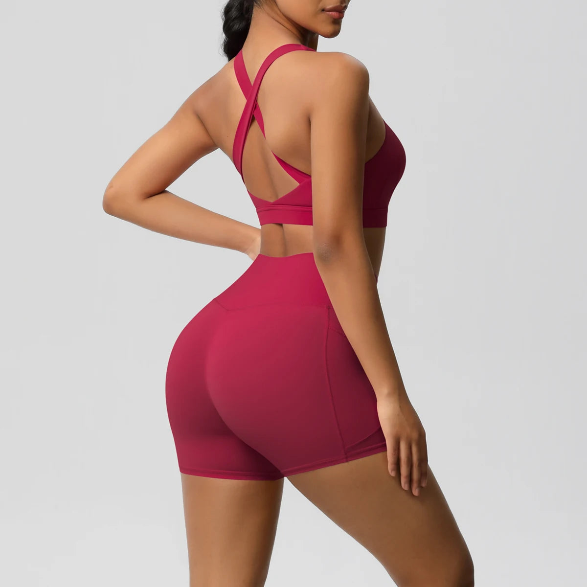 2PCS Crop Top & Shorts Gym Sets
