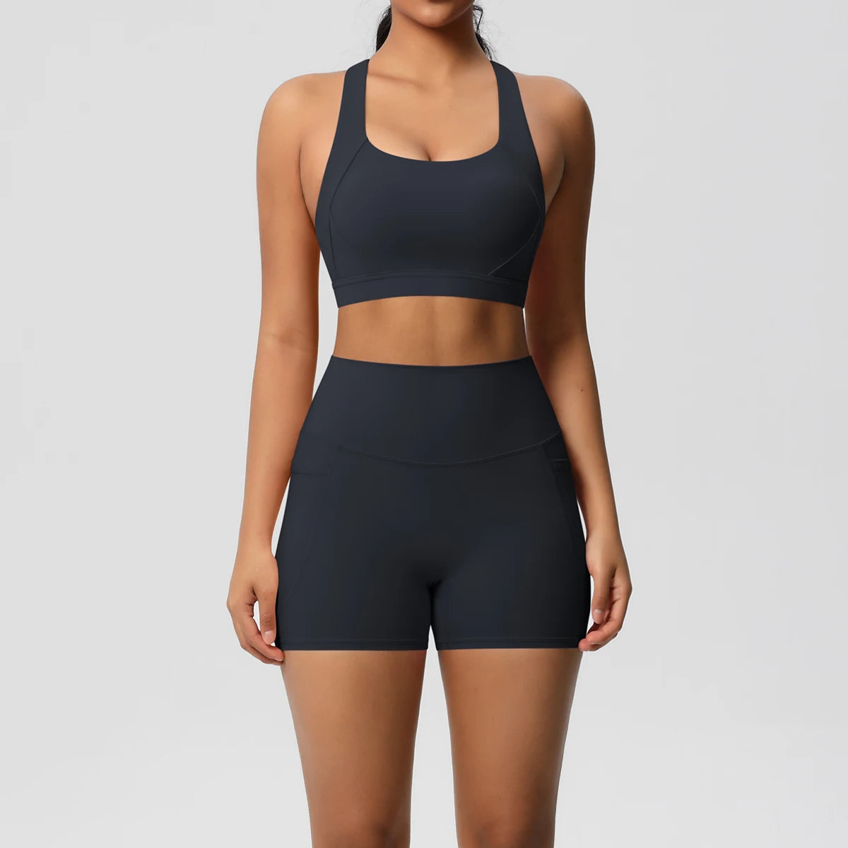 2PCS Crop Top & Shorts Gym Sets