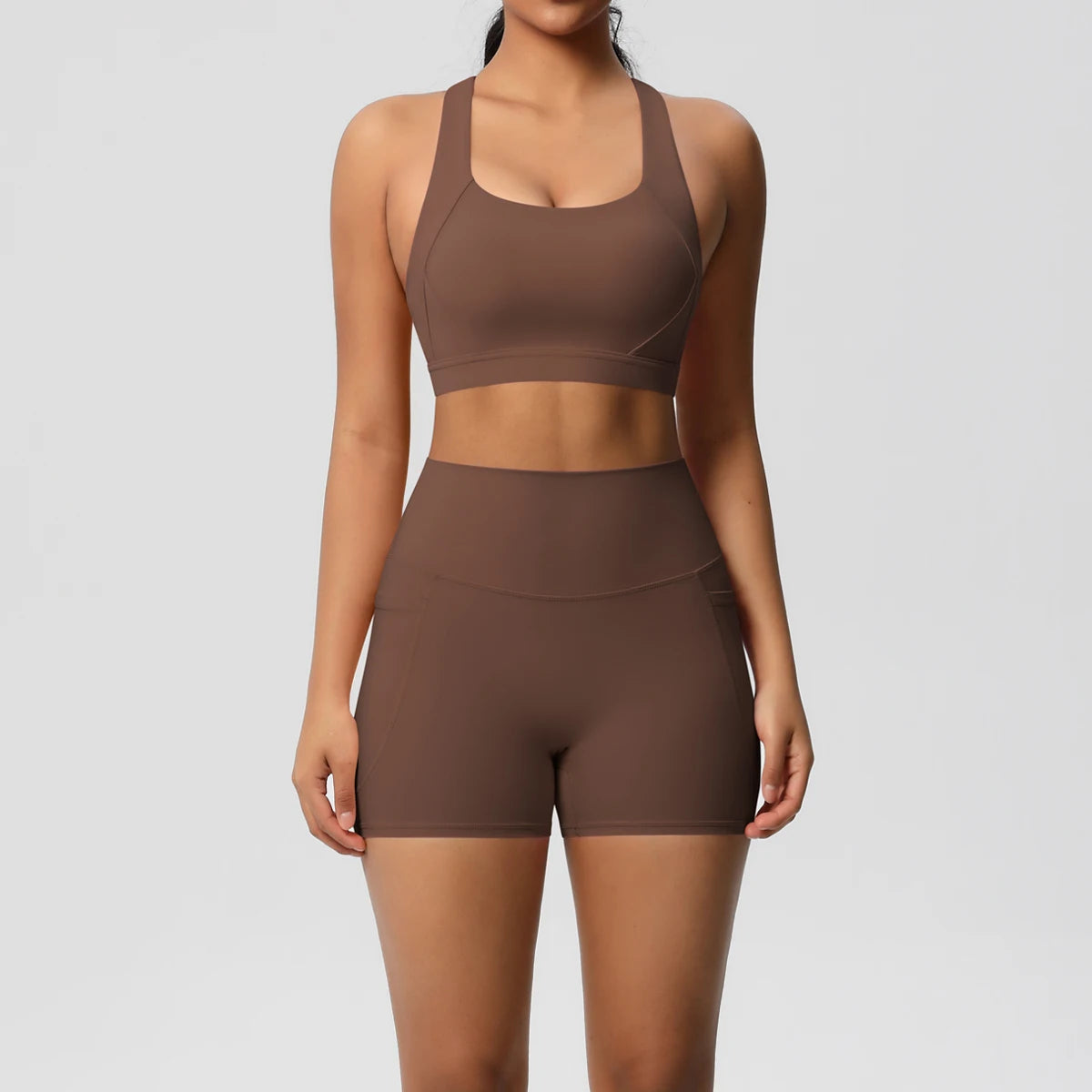 2PCS Crop Top & Shorts Gym Sets