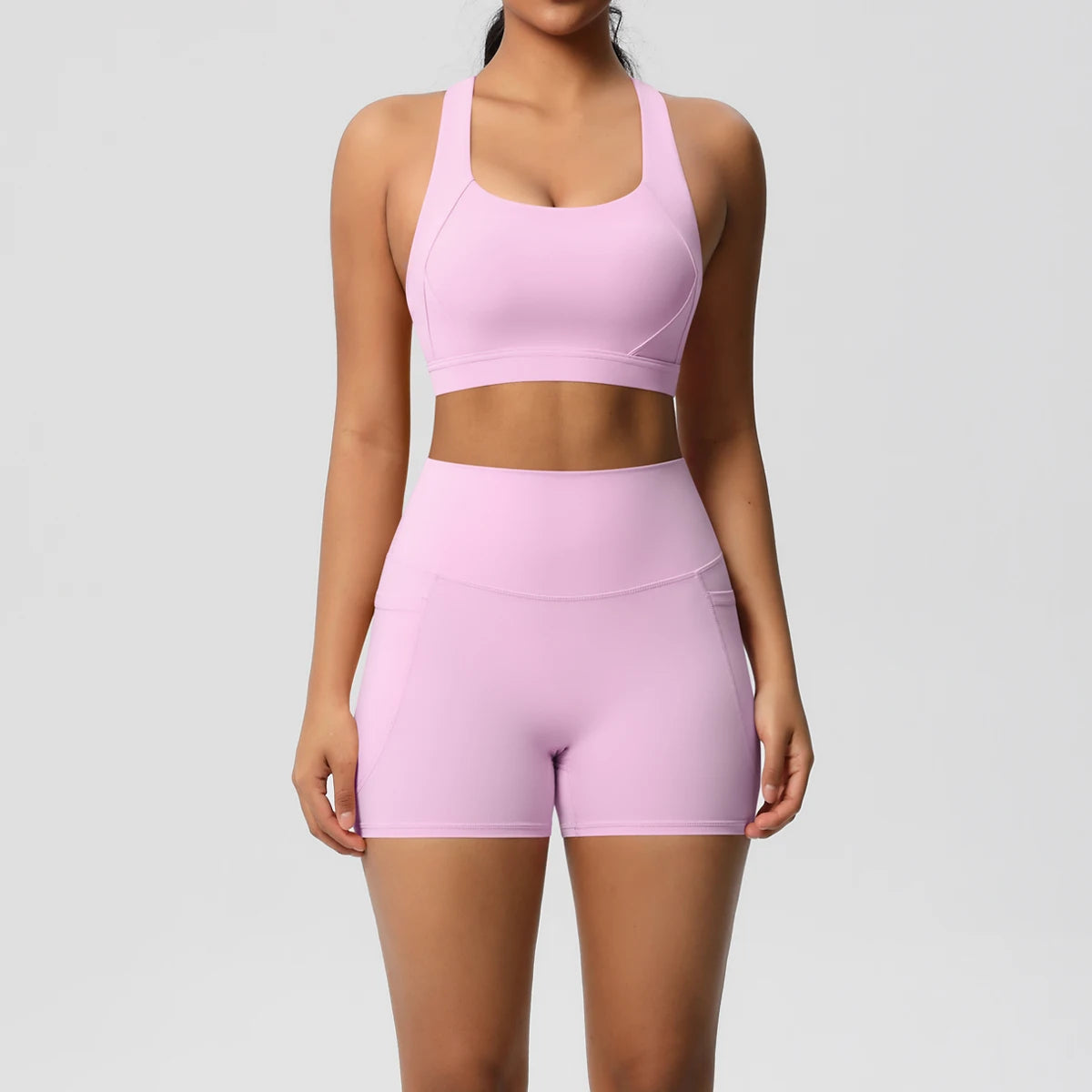 2PCS Crop Top & Shorts Gym Sets