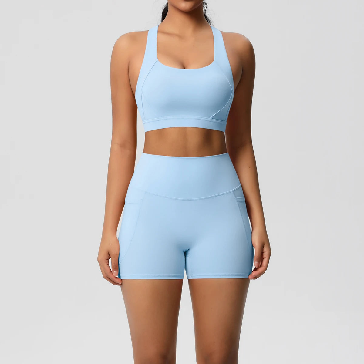 2PCS Crop Top & Shorts Gym Sets
