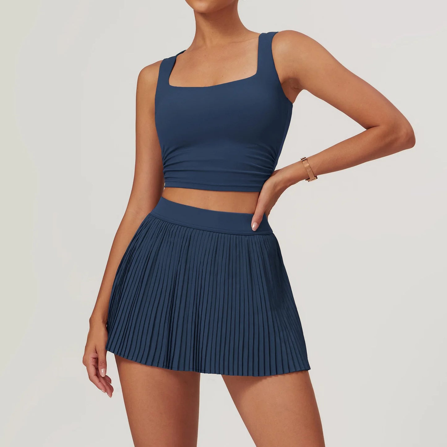 2PCS Tennis Bra & Skirt Set