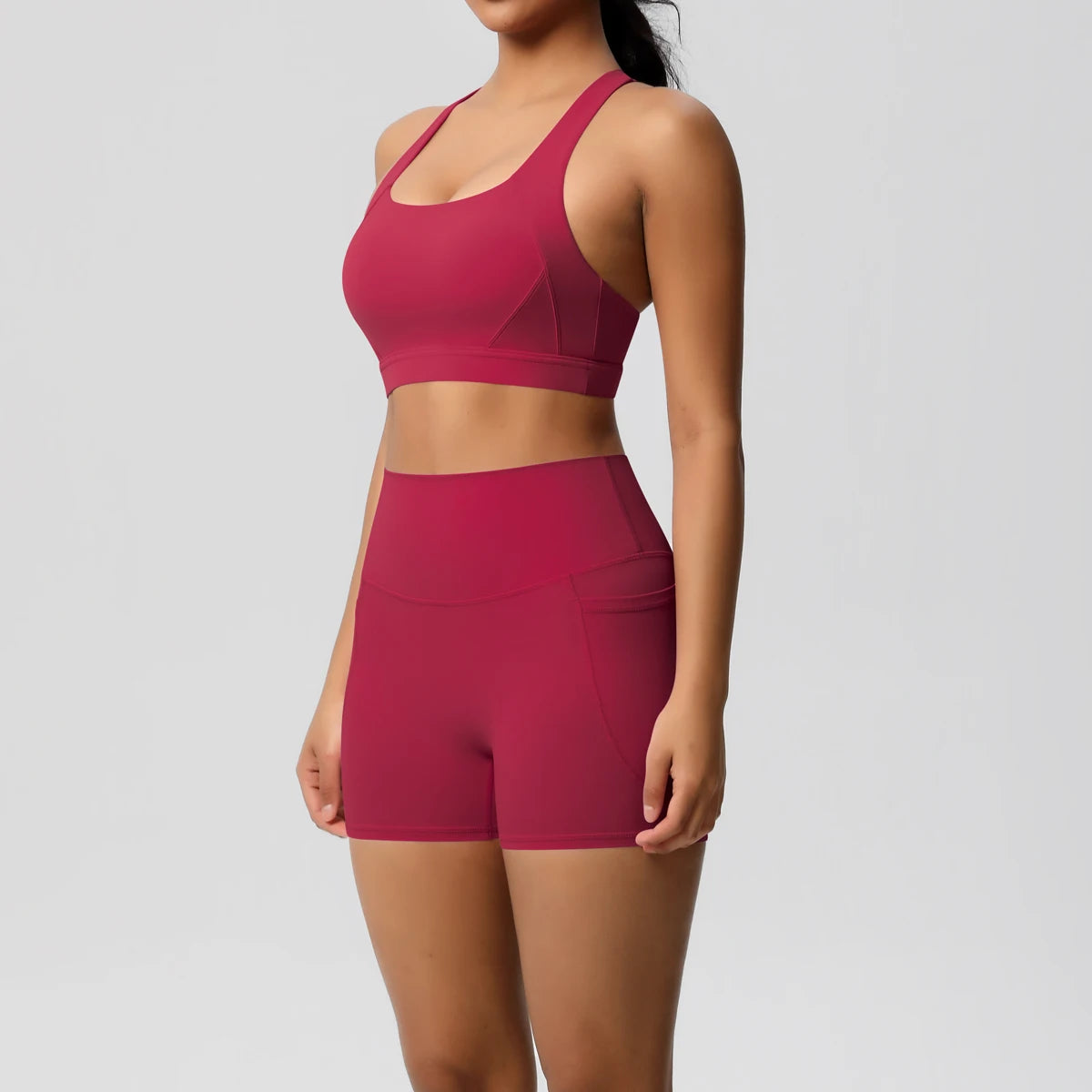 2PCS Crop Top & Shorts Gym Sets
