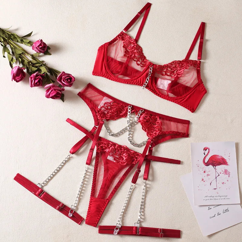 Lace Body Luxury Thongs, Uncensored Erotic Garter Belt Sets