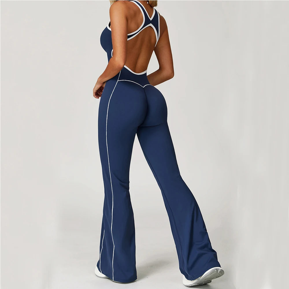 Sexy Backless Flared Hem Jumpsuit