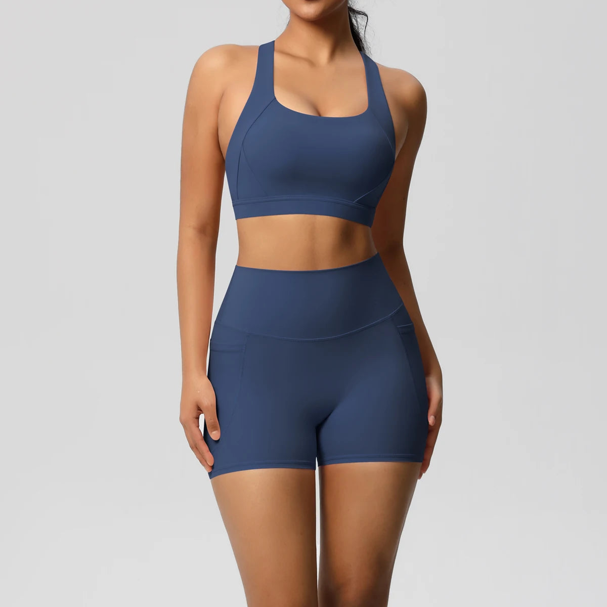 2PCS Crop Top & Shorts Gym Sets