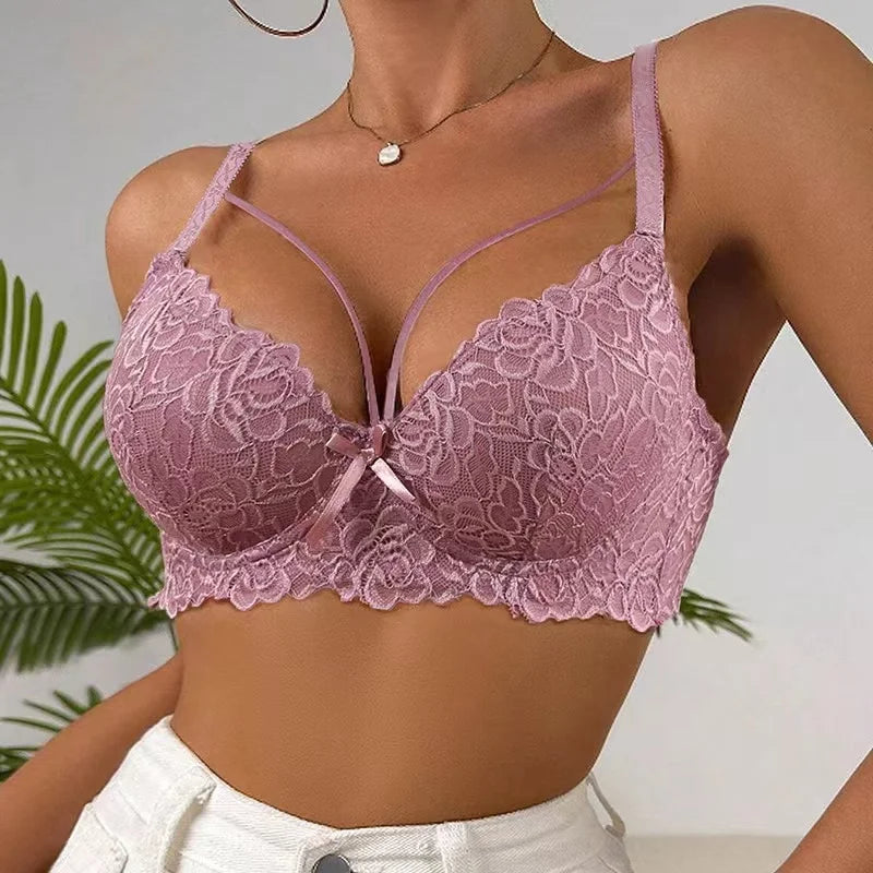 Contrasting Lace Push-Up Bras