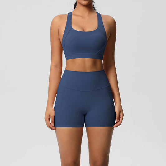 2PCS Crop Top & Shorts Gym Sets