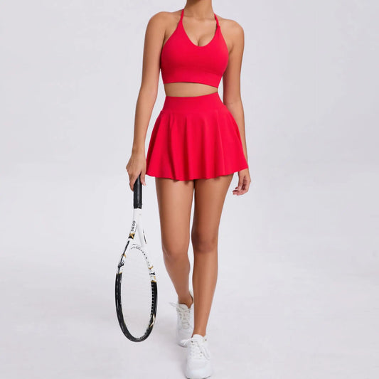 2 Pcs Tennis Bra & Skirt Set